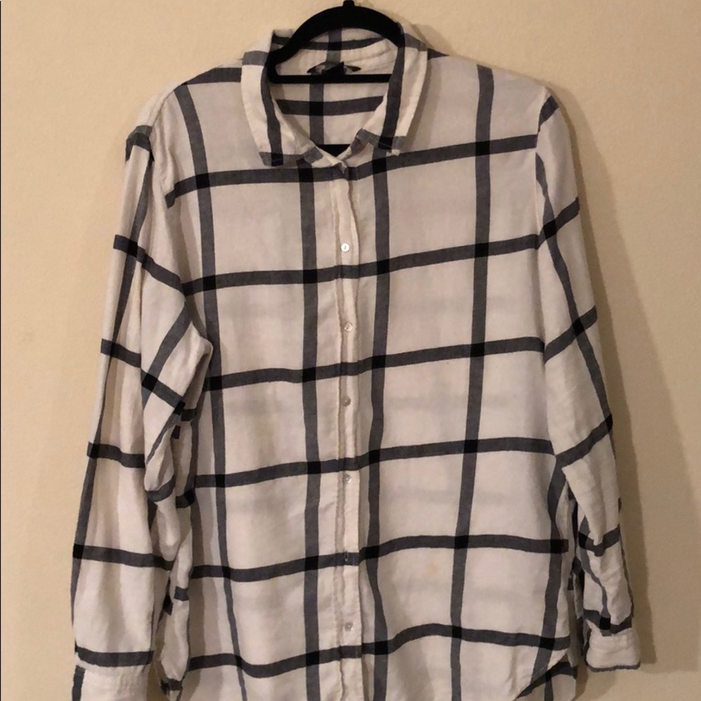 H&M black and white stripe button down US 14